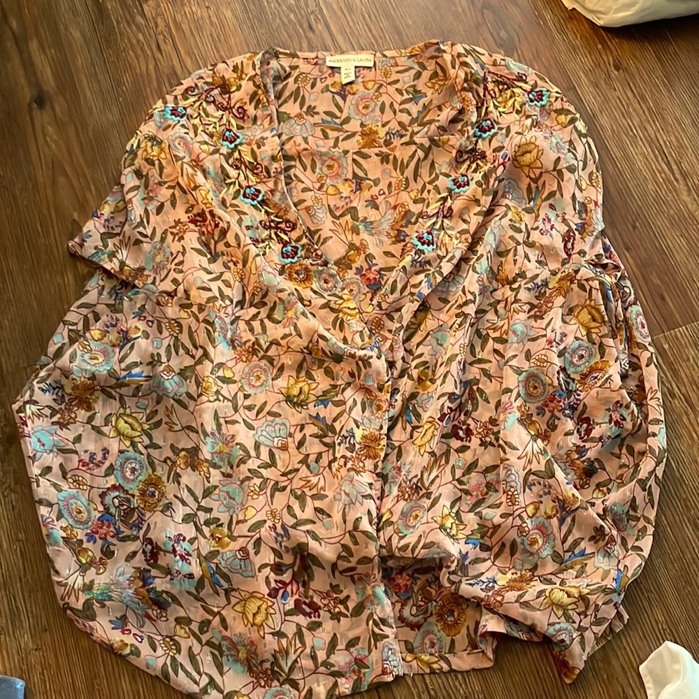 Andersen & lauth one size All floral with embroidery pink in color